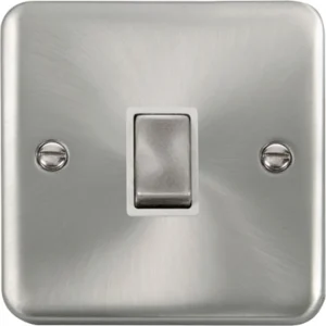 Click Scolmore Switch Ingot DP 20A Satin Chrome White Insert