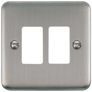 Click Scolmore Front Plate Deco Plus 2 Gang Stainless Steel