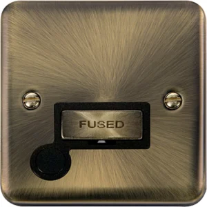 Click Scolmore Connection Unit Ingot Flex Outlet 13A Antique Brass Black Insert