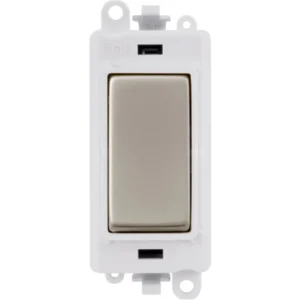 Click Scolmore Polar White Frame 20AX Pearl Nickel 3 Position Centre ‘Off’ Retractive Switch Module