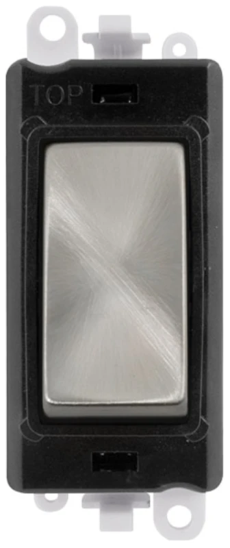 Click Scolmore Black Frame 20AX Satin Chrome 3 Position Centre ‘Off’ Retractive Switch Module