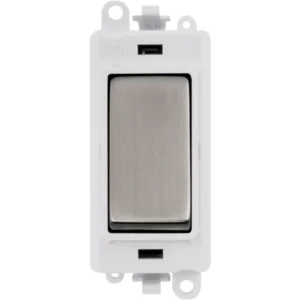 Click Scolmore Polar White Frame 20AX 2 Way Stainless Steel Retractive Switch Module