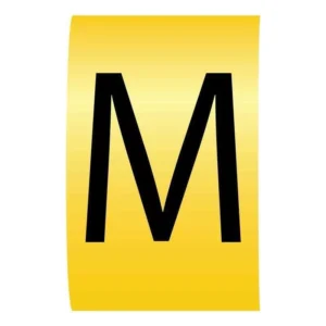 Cablecraft Letter M Black on Yellow K-Type Cable Markers 4.2-7.0mm Dia - Loose Refill Pack of 100