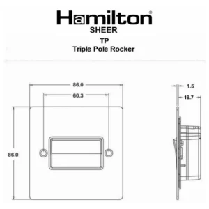 Hamilton Switch Rocker 1 Gang TP 10A 86X86mm Matt Black Black Insert