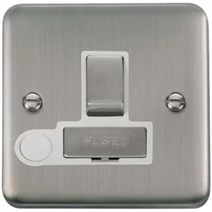 Click Scolmore Connection Unit Ingot Switched Flex Outlet 13A Stainless Steel White Insert