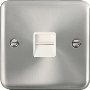 Click Scolmore Socket Telephone Secondary Single Satin Chrome White Insert