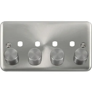 Click Scolmore Front Plate 2 Gang Dimmer&Knob 4 Modules Satin Chrome