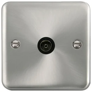 Click Scolmore Socket Coaxial Single Satin Chrome Black Insert