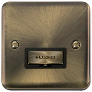 Click Scolmore Connection Unit Ingot 13A Antique Brass Black Insert