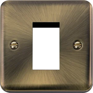 Click Scolmore Front Plate 1 Gang 1 Module Antique Brass Black&White Gasket