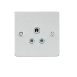 Knightsbridge MLA Flat plate 5A unswitched socket - brushed chrome with grey insert