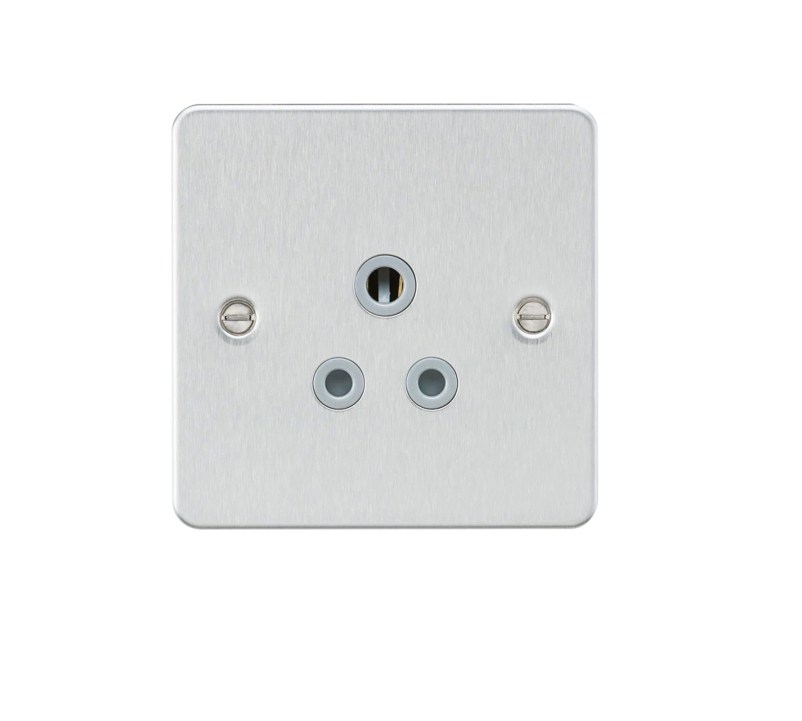 Knightsbridge MLA Flat plate 5A unswitched socket - brushed chrome with grey insert - Image 2