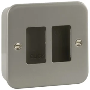 Click Scolmore Front Plate 2 Gang Back Box - No Knockouts Metalclad