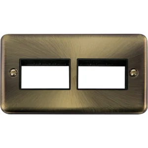 Click Scolmore Front Plate 2 Gang 6 Aperture 2X3 Antique Brass Black Insert