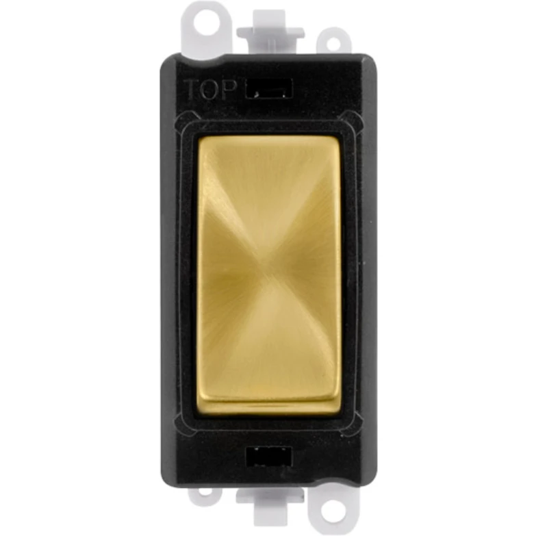 Click Scolmore Black Frame 20AX Satin Brass Intermediate Switch Module