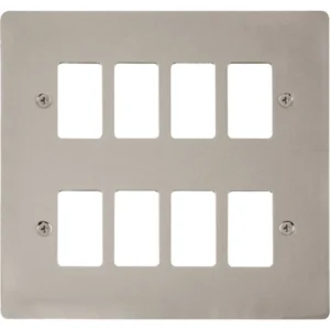 Click Scolmore Front Plate Define 8 Gang Pearl Nickel