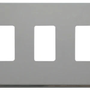 Click Scolmore Screwless Cover Plate Polished Chrome 3 Gang GridPro Frontplate