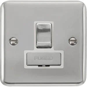 Click Scolmore Connection Unit Ingot DP Switched Fused 13A Polished Chrome White Insert
