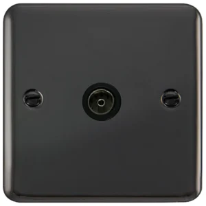 Click Scolmore Socket Coaxial Single Black Nickel Black Insert