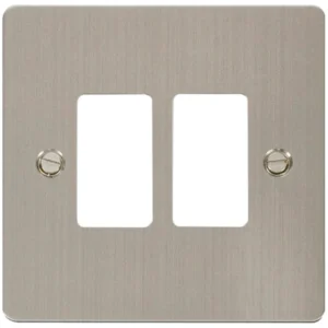 Click Scolmore Front Plate Define 2 Gang Stainless Steel