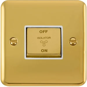 Click Scolmore Isolator Ingot TP Fan 10Ax Polished Brass White Insert
