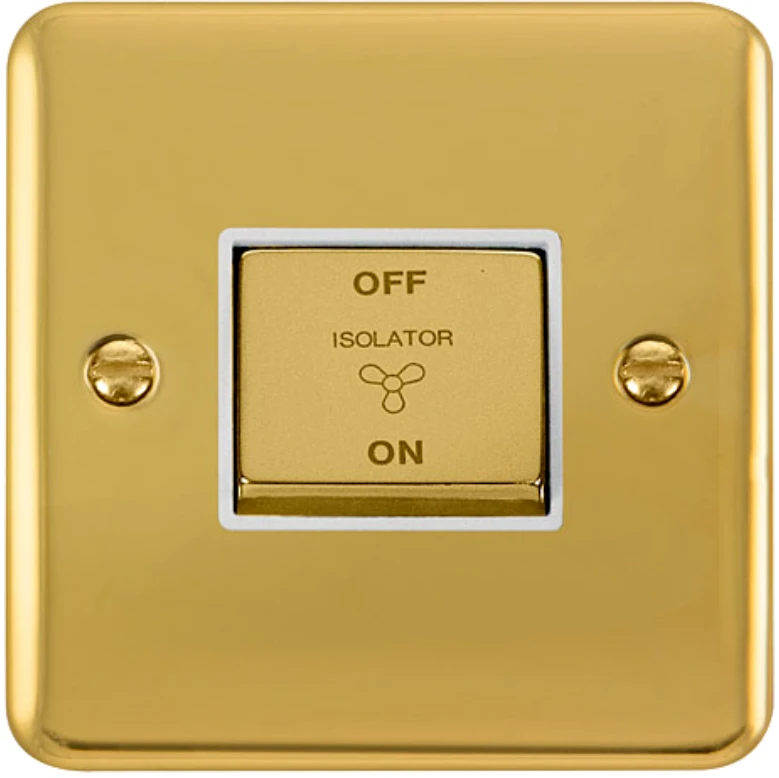 Click Scolmore Isolator Ingot TP Fan 10Ax Polished Brass White Insert