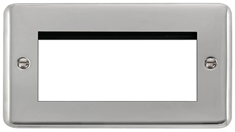Click Scolmore Front Plate 2 Gang 4 Module Polished Chrome Black&White Gasket