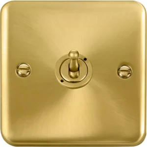 Click Scolmore Toggle Switch 1 Gang 2 Way 10Ax Satin Brass Black&White Gasket