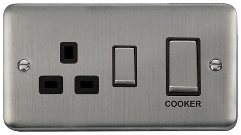 Click Scolmore Cooker Control Unit Ingot 2 Gang DP 13A DP SWD Socket 45A Stainless Steel - Image 2