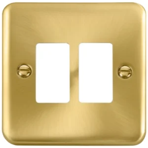 Click Scolmore Front Plate Deco Plus 2 Gang Satin Brass