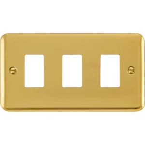 Click Scolmore Front Plate Deco Plus 3 Gang Polished Brass