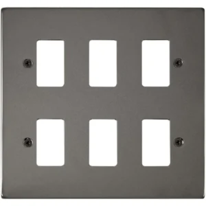 Click Scolmore Victorian Black Nickel Black Gasket 6 Gang GridPro Frontplate