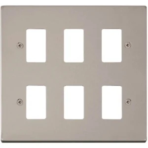 Click Scolmore Victorian Pearl Nickel 6 Gang GridPro Frontplate