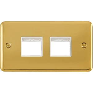 Click Scolmore Front Plate 2 Gang 4 Aperture 2X2 Polished Brass White Insert
