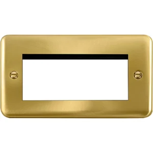 Click Scolmore Front Plate 2 Gang 4 Module Satin Brass Black&White Gasket