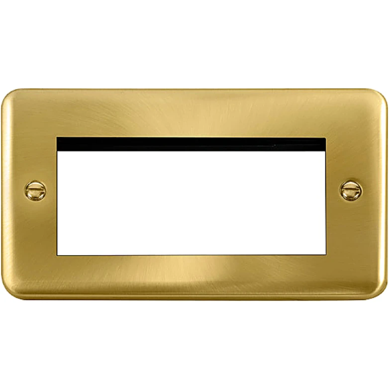 Click Scolmore Front Plate 2 Gang 4 Module Satin Brass Black&White Gasket - Image 2