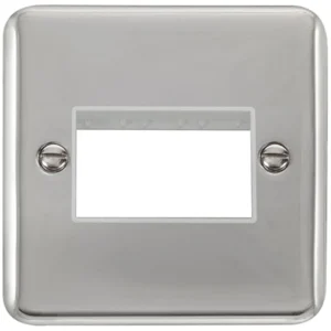 Click Scolmore Front Plate 1 Gang 3 Aperture Polished Chrome White Insert