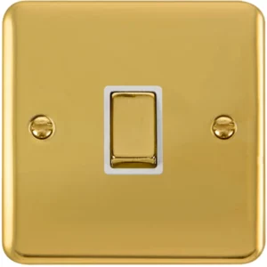 Click Scolmore Switch Ingot DP 20A Polished Brass White Insert