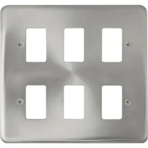 Click Scolmore Front Plate Deco Plus 6 Gang Satin Chrome
