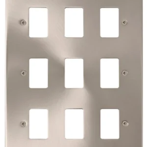 Click Scolmore Victorian Satin Chrome 9 Gang GridPro Frontplate