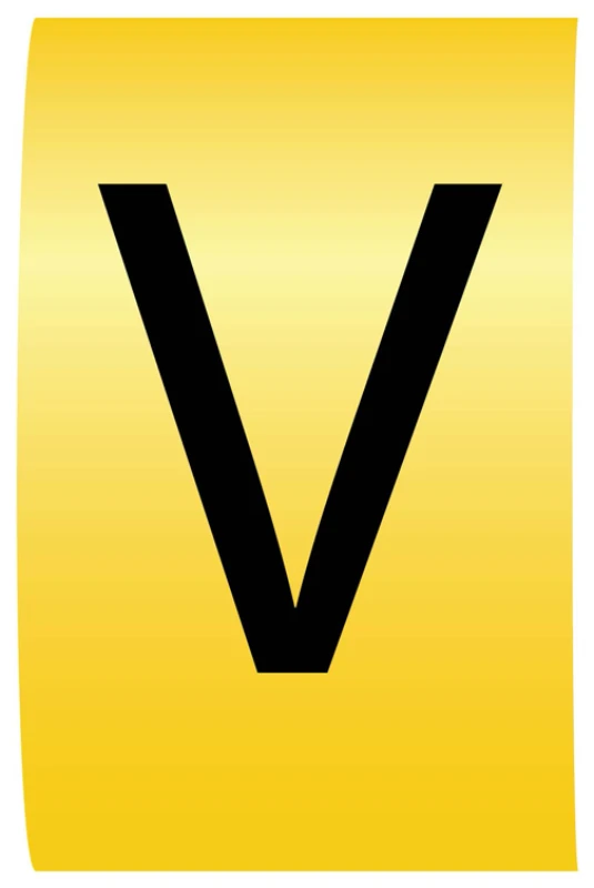 Cablecraft Letter V Black on Yellow K-Type Cable Markers 4.2-7.0mm Dia - Loose Refill Pack of 100
