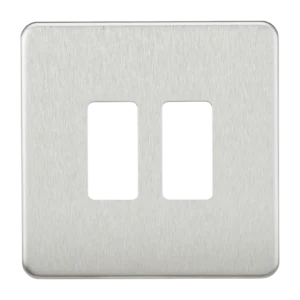 Knightsbridge MLA Screwless 2G grid faceplate - brushed chrome
