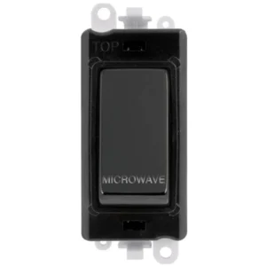 Click Scolmore Microwave Laser Etched Black Frame 20AX Black Nickel Double Pole Switch Module