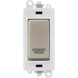Click Scolmore Cooker Hood Laser Etched Legend Polar White Frame 20AX Pearl Nickel Double Pole Switch Module