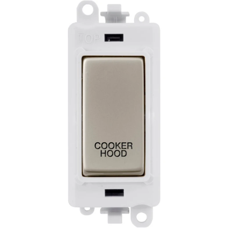 Click Scolmore Cooker Hood Laser Etched Legend Polar White Frame 20AX Pearl Nickel Double Pole Switch Module - Image 2