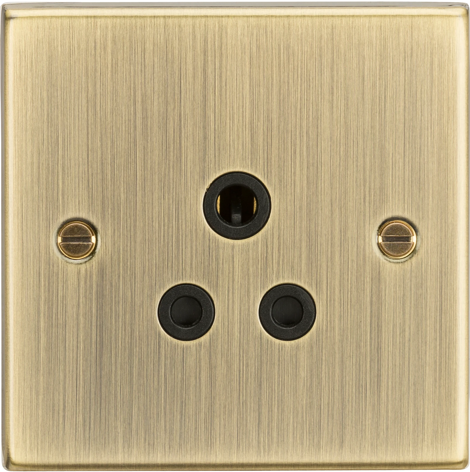 Knightsbridge MLA 5A Unswitched Socket - Square Edge Antique Brass Finish with Black Insert