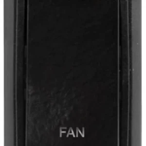 Click Scolmore Fan Laser Etched Legend Black Frame 20AX Black Double Pole Switch Module