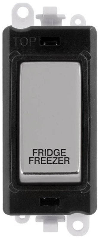 Click Scolmore Fridge Freezer Laser Etched Legend Black Frame 20AX Polished Chrome Double Pole Switch Module