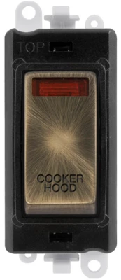 Click Scolmore Cooker Hood Laser Etched Legend Black Frame 20AX Antique Brass Double Pole Switch With Neon Module - Image 2