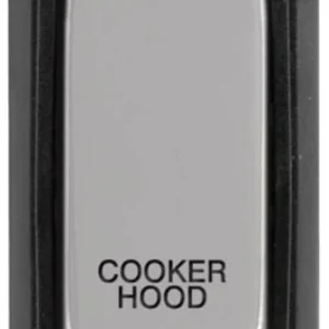 Click Scolmore Cooker Hood Laser Etched Legend Black Frame 20AX Polished Chrome Double Pole Switch Module